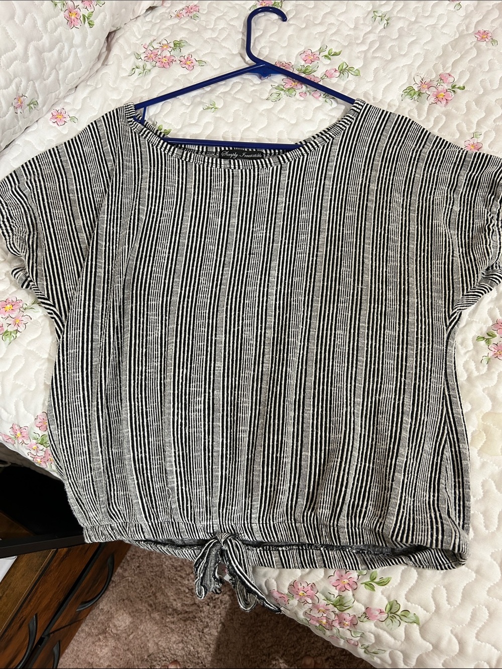 Simply Irresistible Black and White Striped Tie-Hem Crop Top